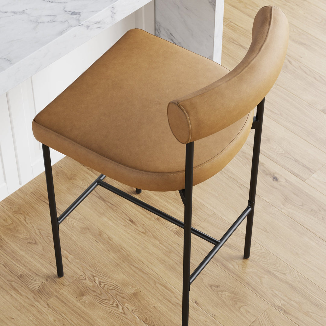 Faux Leather Counter Height Bar Stools Brown (Set of 4)