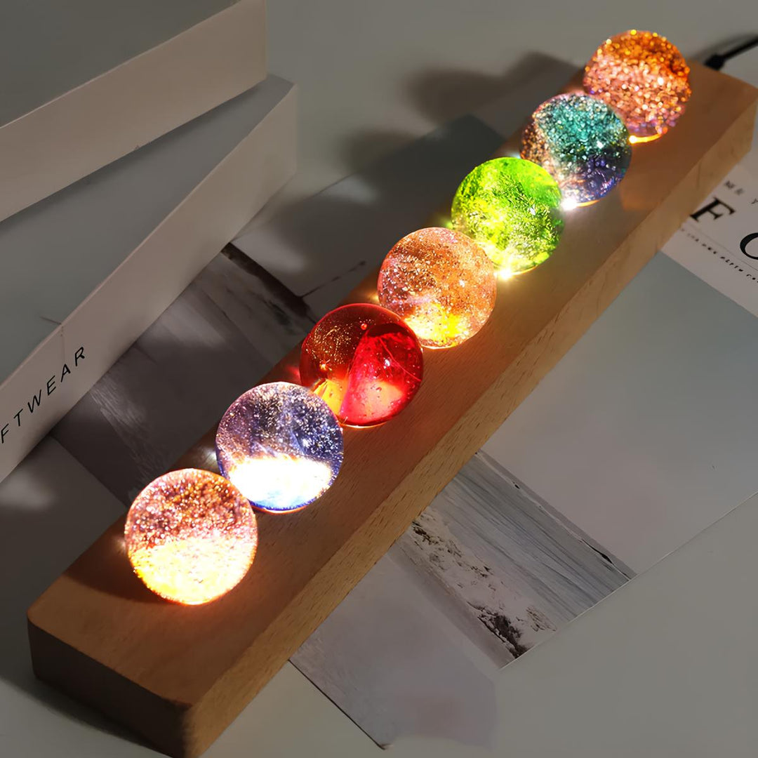 Galaxy Crystal Orb Display Set of Seven
