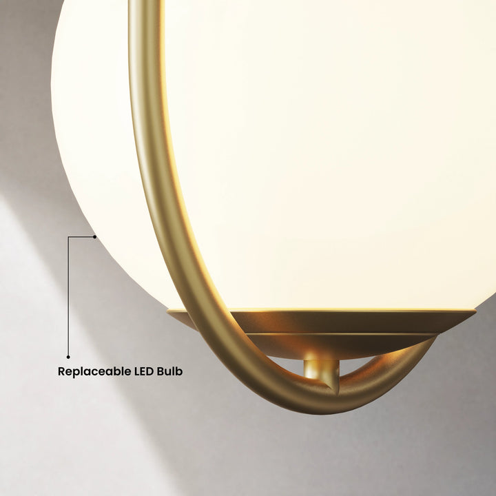 Opal Globe and Ring Pendant Light | Brass or Black