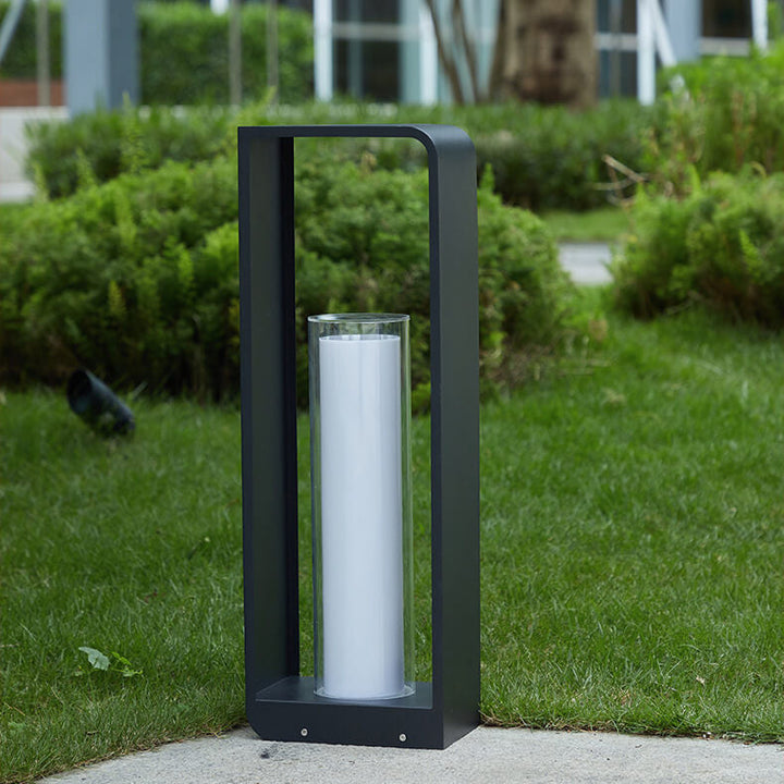 Modern Minimalist Square Frame Stainless Steel Acrylic LED Waterproof Lawn Landscape Light For Outdoor Patio