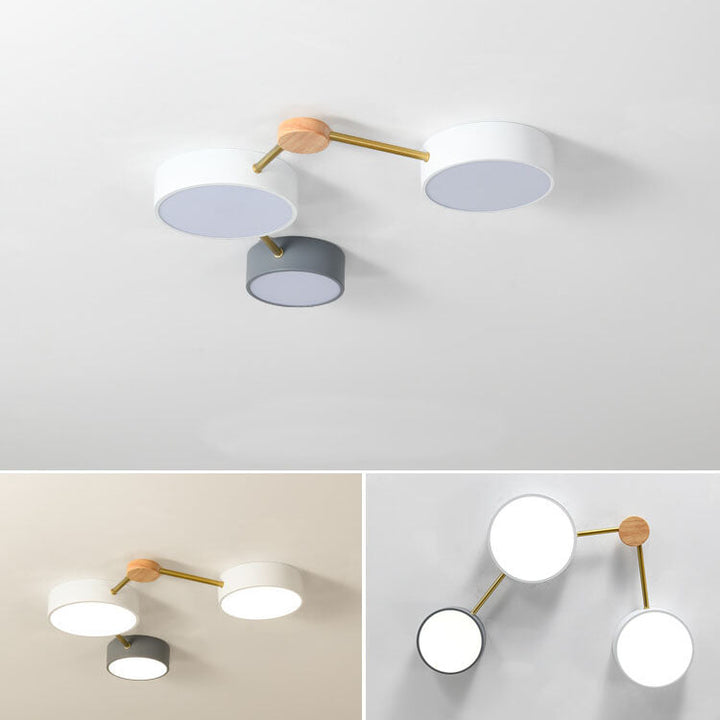 Scandinavian Minimalist Solid Wood Iron LED Flush Mount Lighting