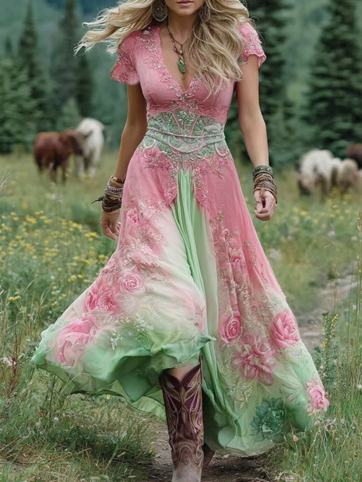 Women's Vintage-Style Floral Maxi Summer Dress – image 5