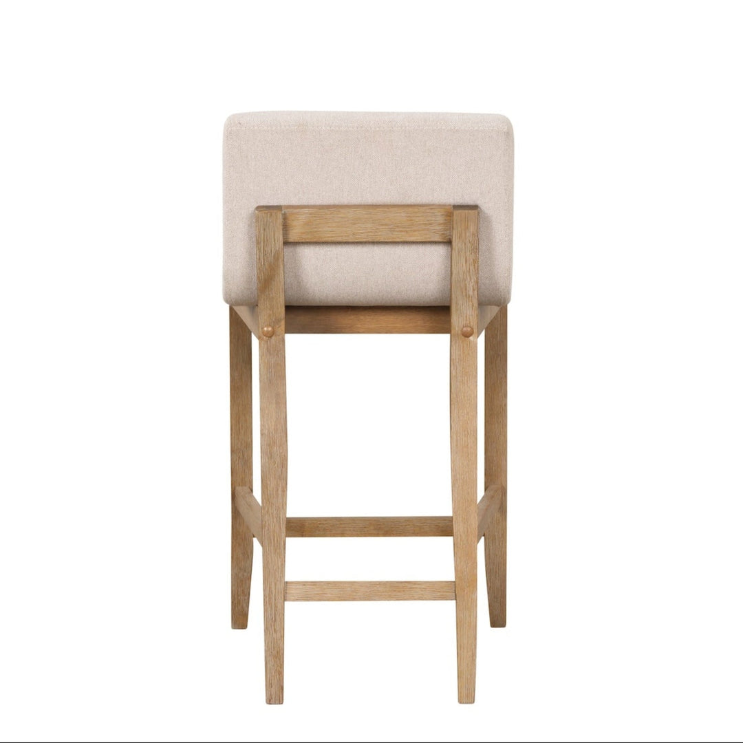 Wood Upholstered Counter Height Bar Stool Light Brown