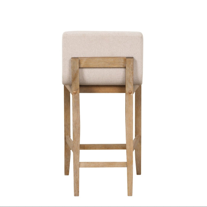 Wood Upholstered Counter Height Bar Stool Light Brown