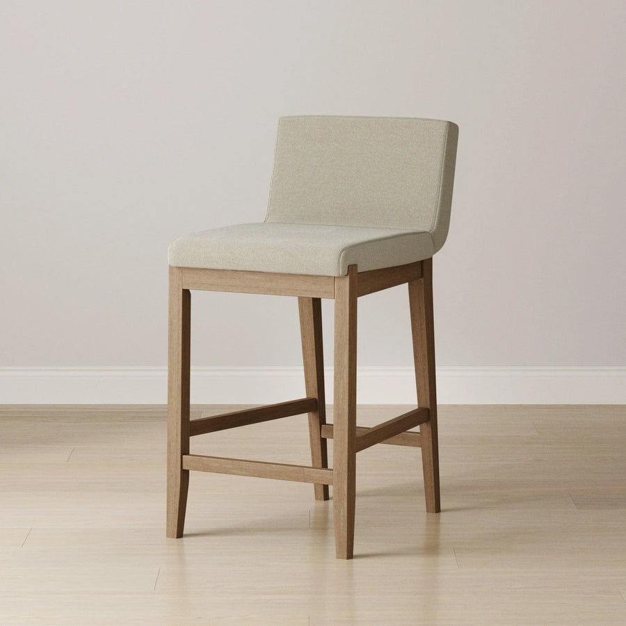 Wood Upholstered Counter Height Bar Stool Light Brown