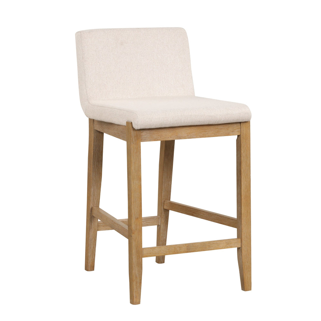 Wood Upholstered Counter Height Bar Stool Light Brown