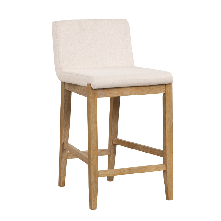 Wood Upholstered Counter Height Bar Stool Light Brown