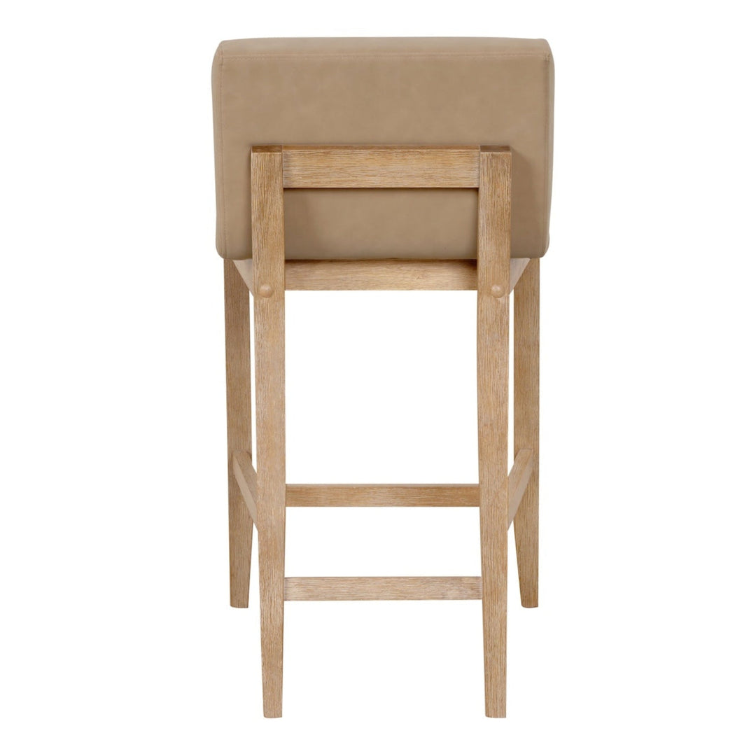 Wood Faux Suede Counter Height Bar Stool Light Brown