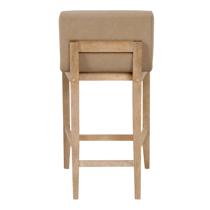 Wood Faux Suede Counter Height Bar Stool Light Brown