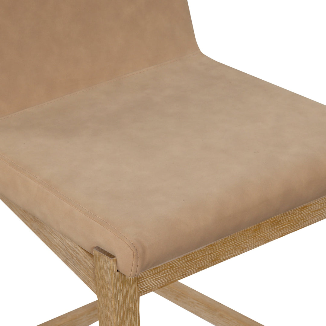 Wood Faux Suede Counter Height Bar Stool Light Brown