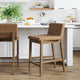 Wood Faux Suede Counter Height Bar Stool Light Brown