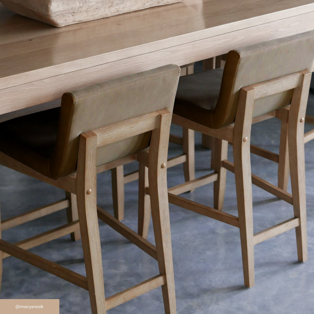 Wood Faux Suede Counter Height Bar Stool Light Brown