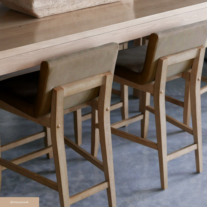 Wood Faux Suede Counter Height Bar Stool Light Brown