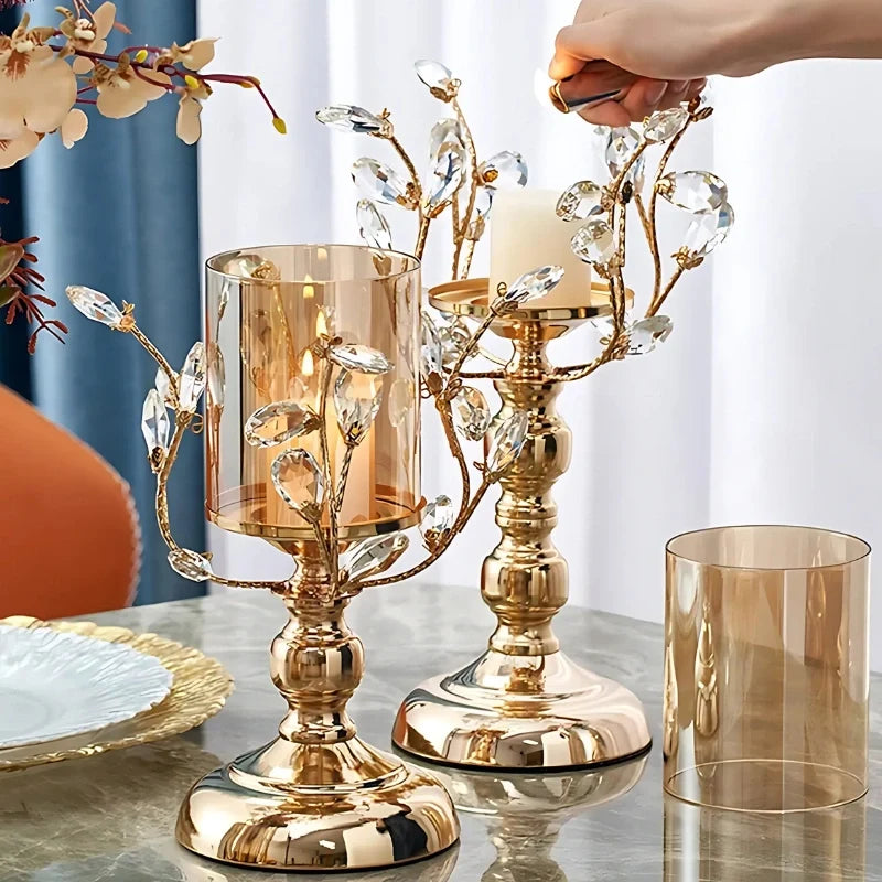 Crystal Glass Petal Candle Holder