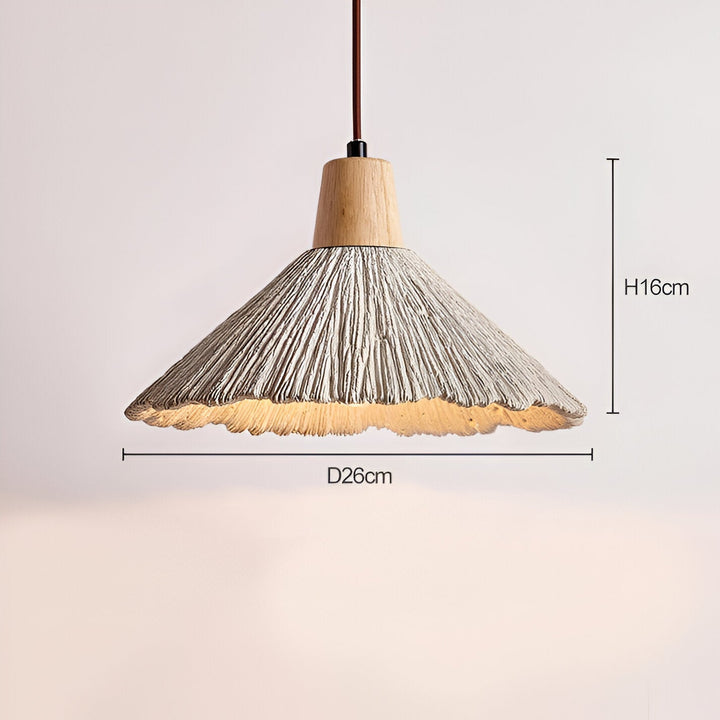 Wabi-Sabi Cement Pendant Light | Wood Top, Four Shapes