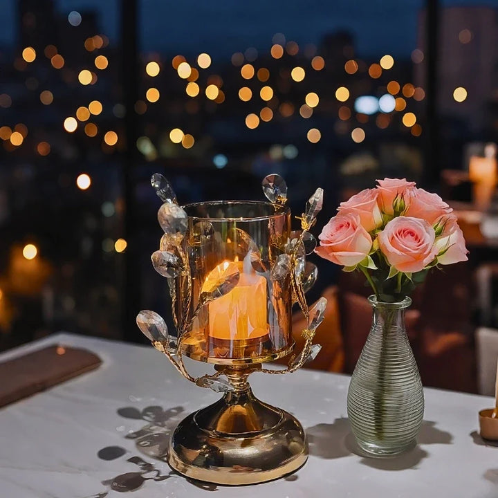 Crystal Glass Petal Candle Holder