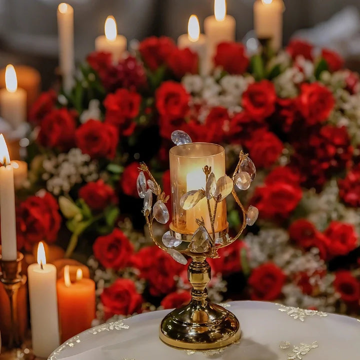 Crystal Glass Petal Candle Holder