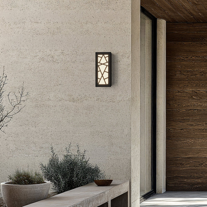 Geometric Outdoor Wall Light | Black, Patterned Diffuser