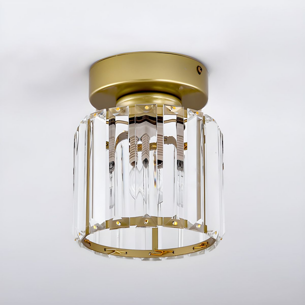 1-Light Flush Mount K9 Crystal Glass Hallway Ceiling Light, view 2