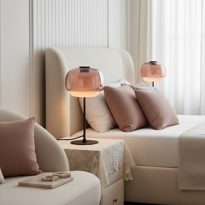 Sanae Modern Retro Double-Dome Colored Glass Table Lamp