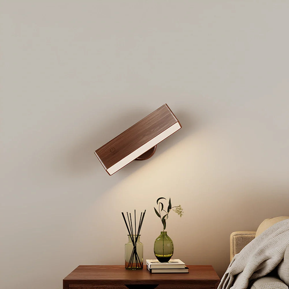 Wooden Rotatable Cordless Wall Light