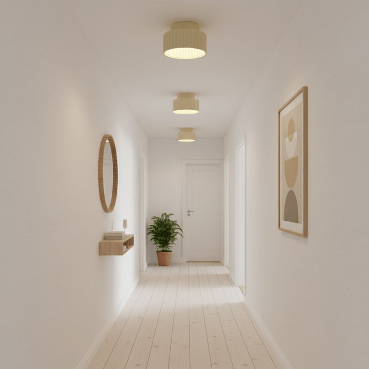 Ribbed Semi-Flush Ceiling Light | White, Beige, Green or Orange
