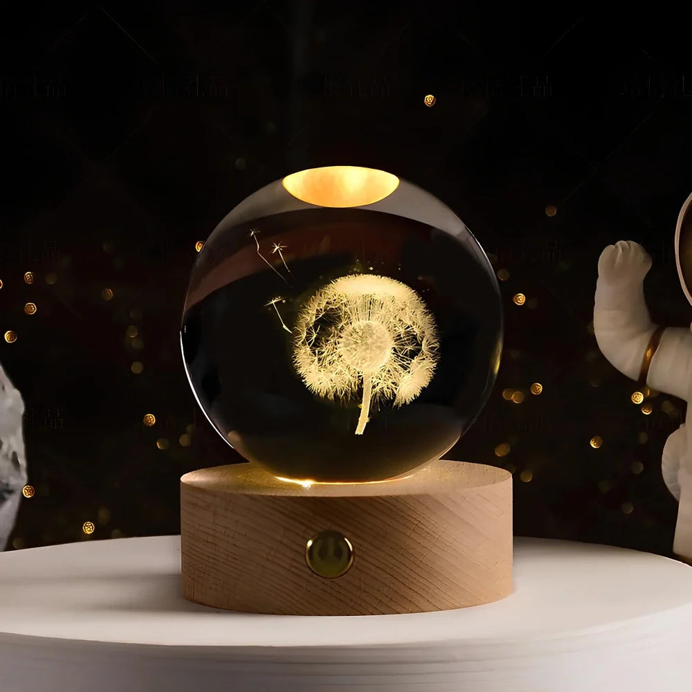 3D Engraved Galaxy Crystal Ball Light