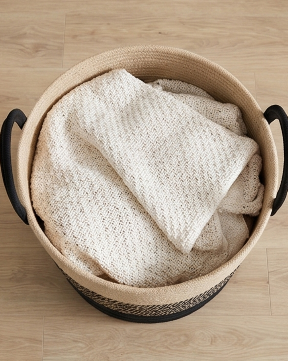 Woven Cotton Rope Laundry Basket, view 2
