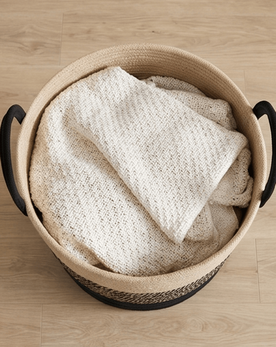 Woven Cotton Rope Laundry Basket, view 2