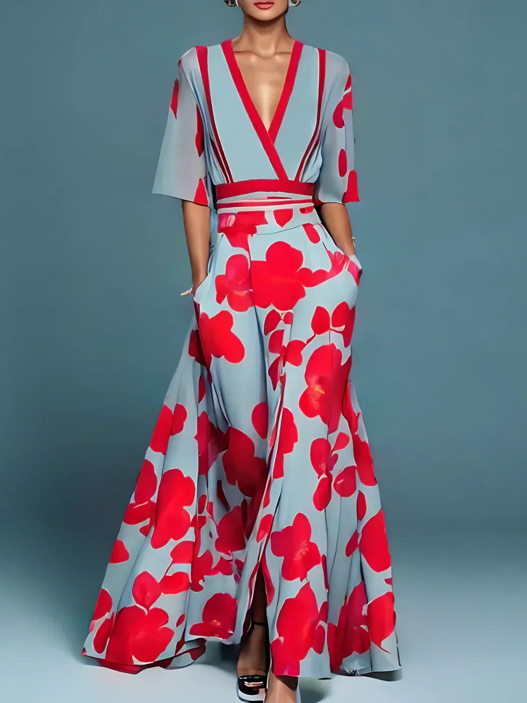 Women's V-Neck Floral Summer Dress – image 1
