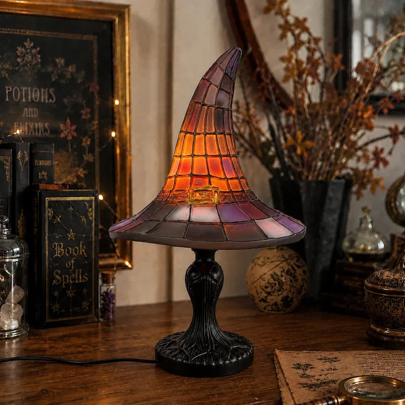 Stained Glass Witch Hat Table Lamp
