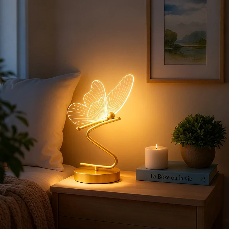 Engraved Butterfly Wing Table Lamp