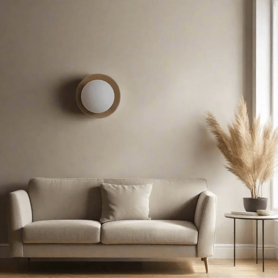 Natural Wood Wall Light with Opal Globe | Walnut or Oak Tone