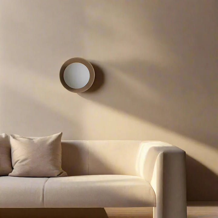 Natural Wood Wall Light with Opal Globe | Walnut or Oak Tone