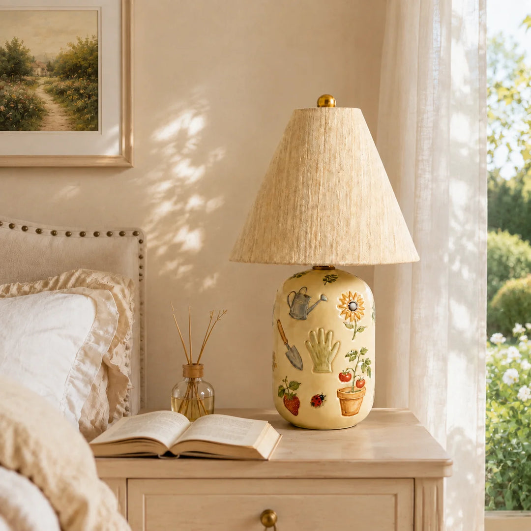 Plabo Retro Ceramic Linen Tapered Table Lamp