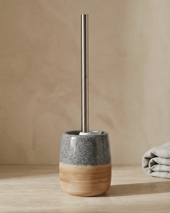 Ceramic Toilet Brush Set in Grey