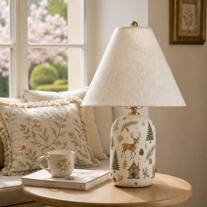 Plabo Retro Ceramic Linen Tapered Table Lamp
