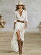 Women's Pleated Belted Lapel Summer Dress – image 1