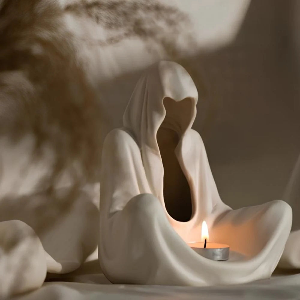 Gothic Cloaked Figure Candle Holder