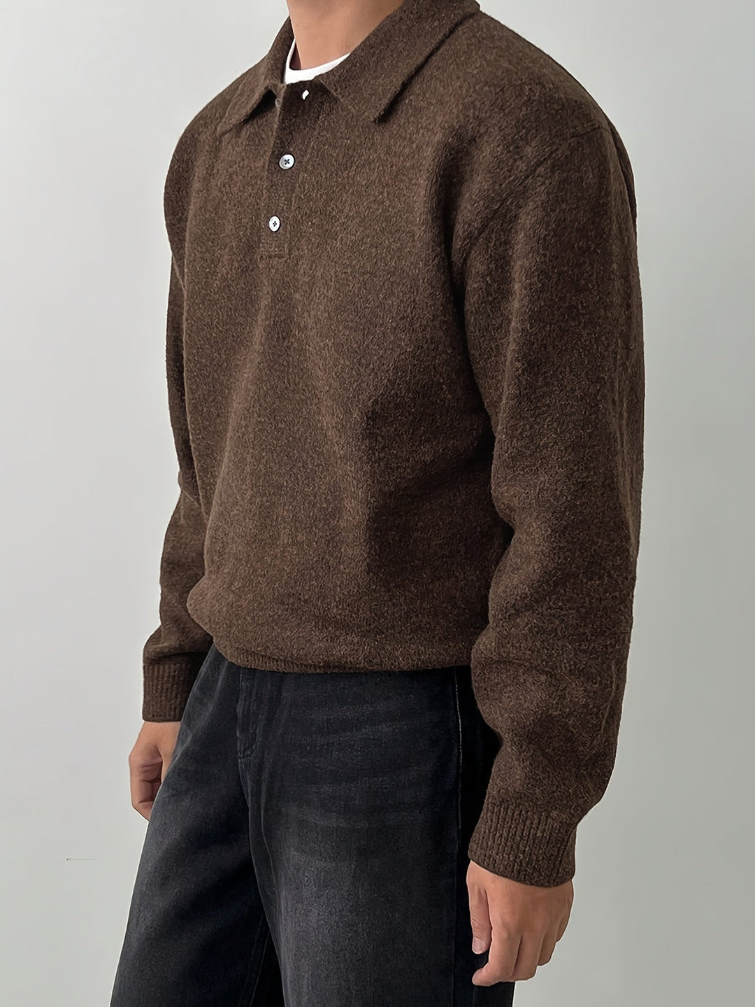Men's Long-Sleeve Knitted Summer Polo Shirt – image 12