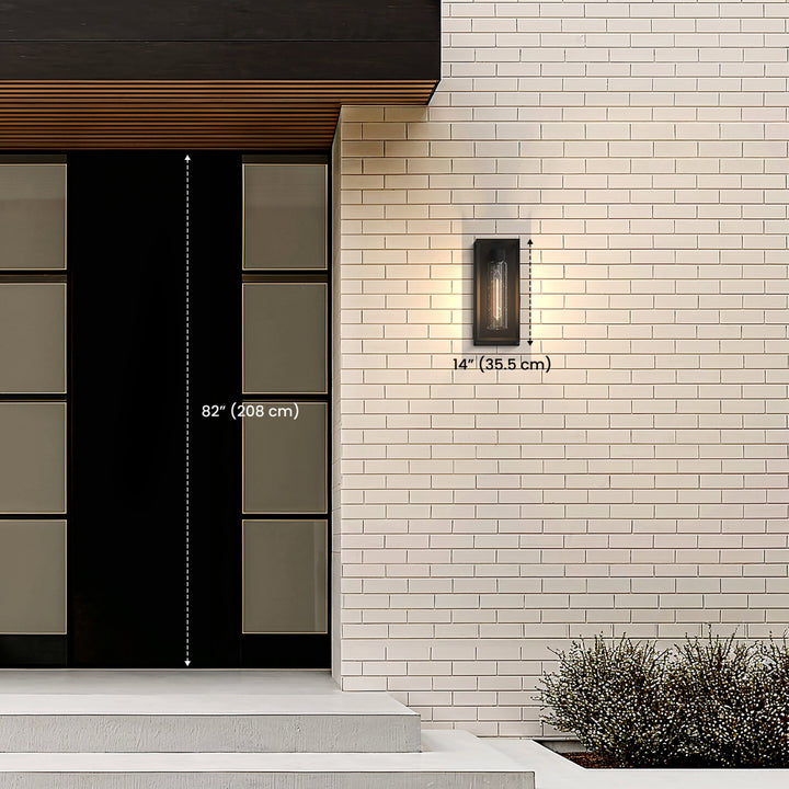 Textured Glass Outdoor Wall Light | Black Steel