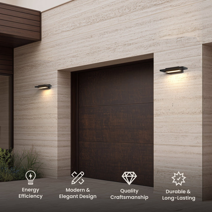 Floating Bar Outdoor Wall Light | Black Steel, 35 or 55 cm