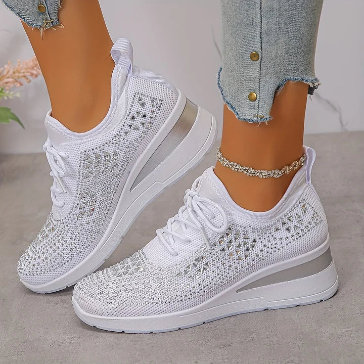 Women's Orthopaedic Knitted Lace-Up Comfort Trainers – image 11