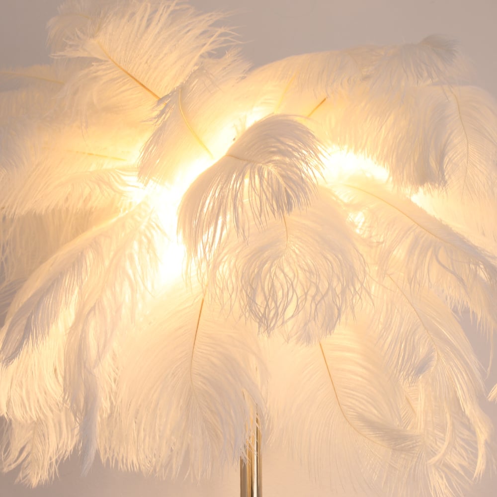 Art Deco Feather Shade Floor Lamp in Rose Gold