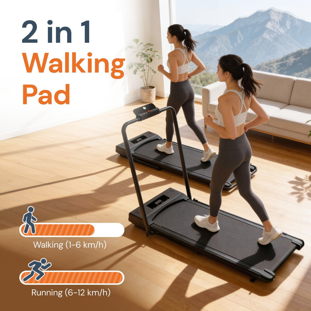2 in 1 Walking Pad | With Foldable Handrails