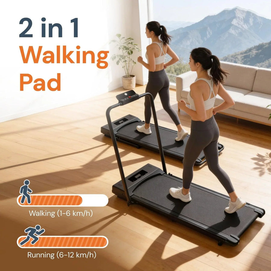 2 in 1 Walking Pad | With Foldable Handrails