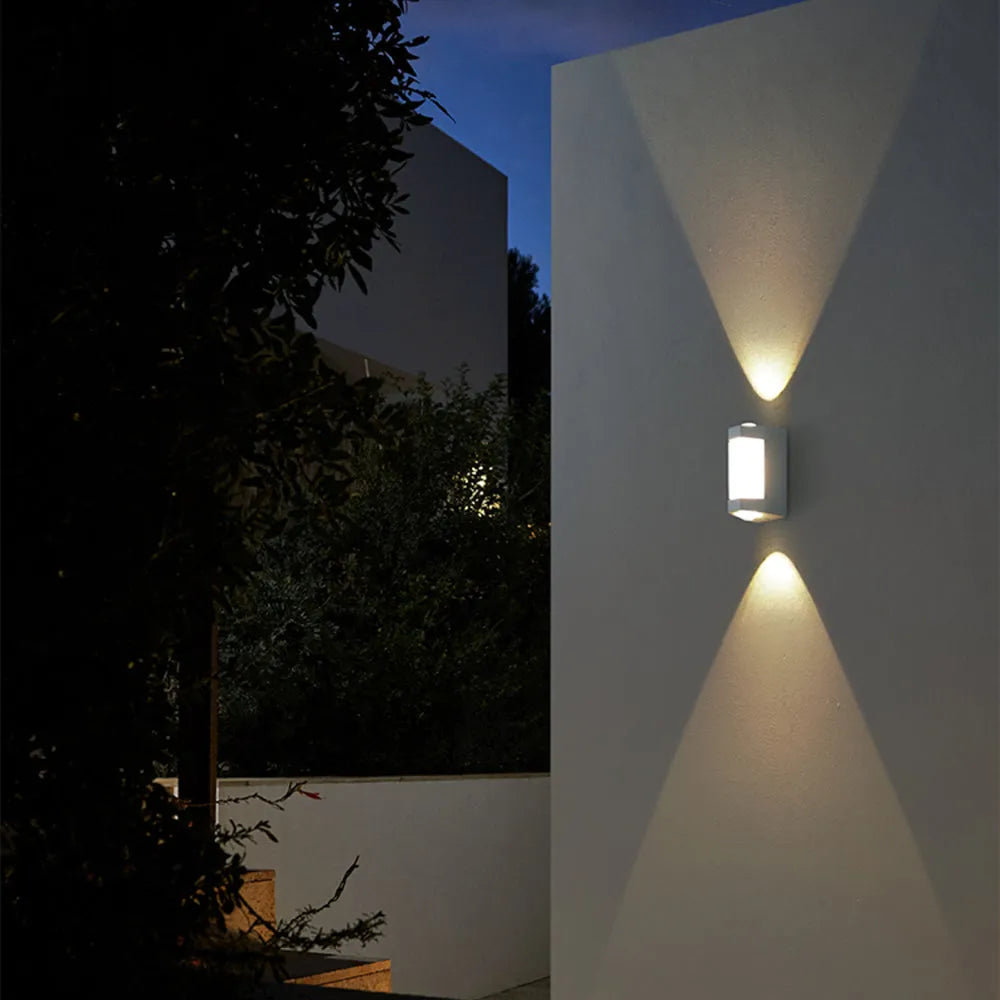 Faceted Up and Down Outdoor Wall Light | Black or White