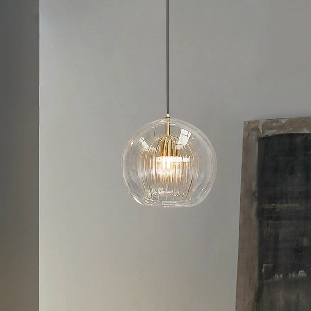 Althio Pendant Light Glass Globe Clear Amber