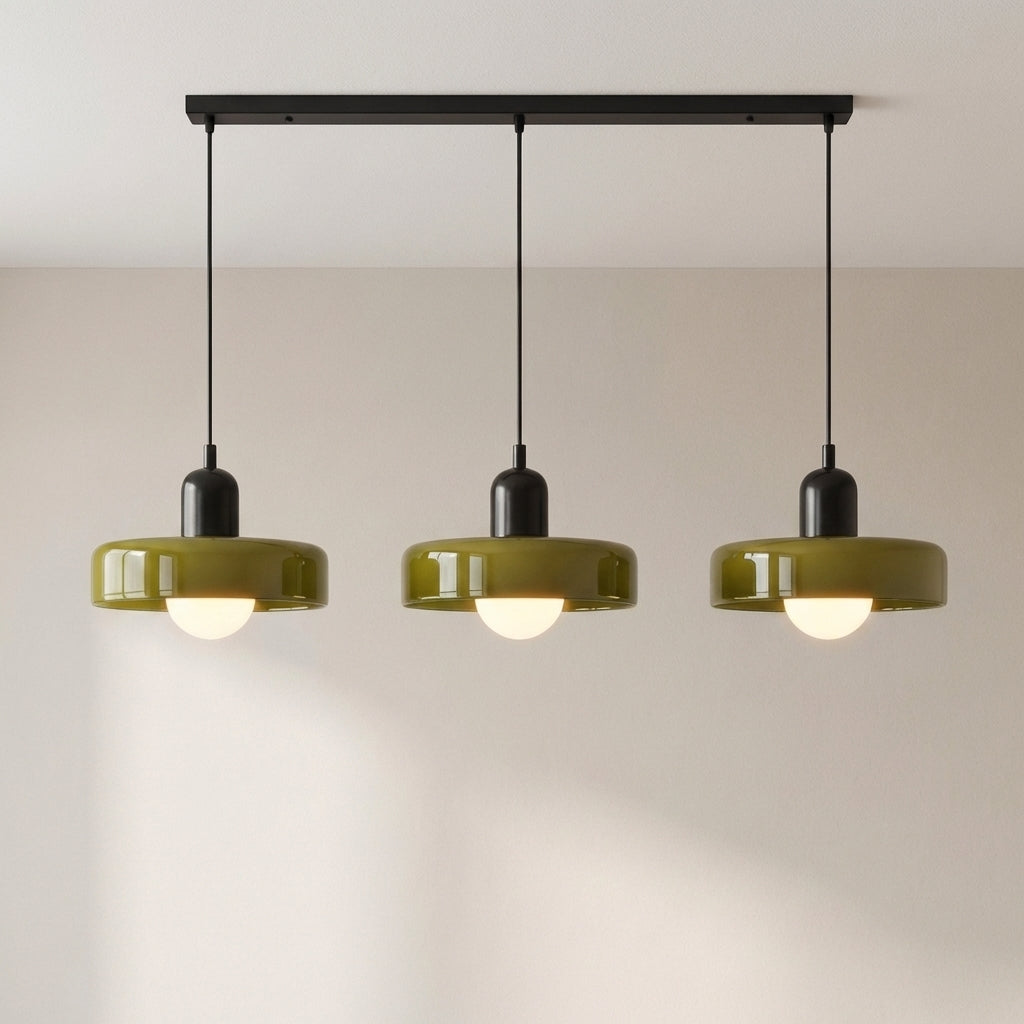 3-Head Bauhaus Colored Glass Pendant Light