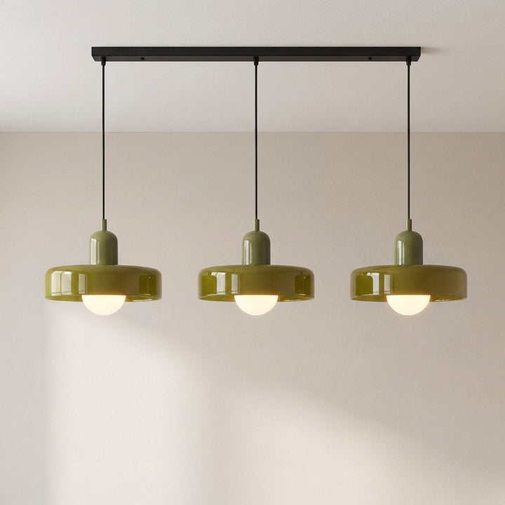 3-Head Bauhaus Colored Glass Pendant Light